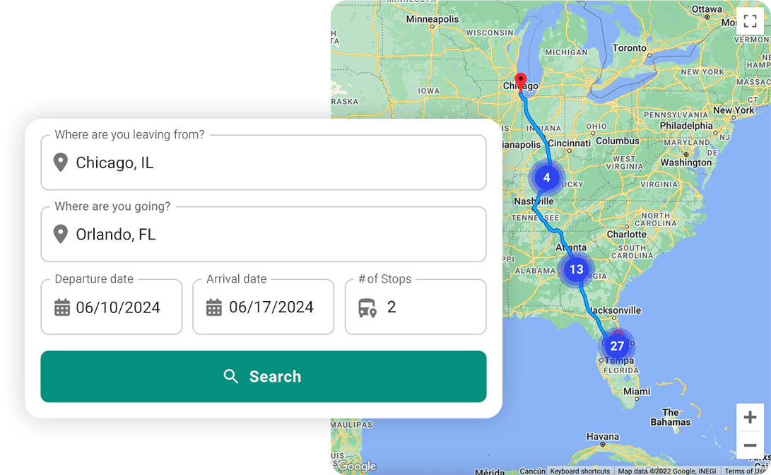 point-to-point trip search